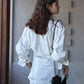 100% cotton waist cinch wide placket shirt