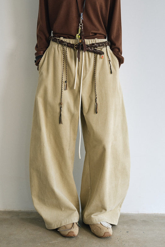 100% cotton ultra-loose fit banana shape corduroy pants | 5 color