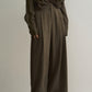 Lyocell blend brushed textured wide leg pants | 5 color