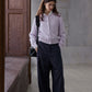 Wool blend herringbone texture loose fit casual pants | 2 color