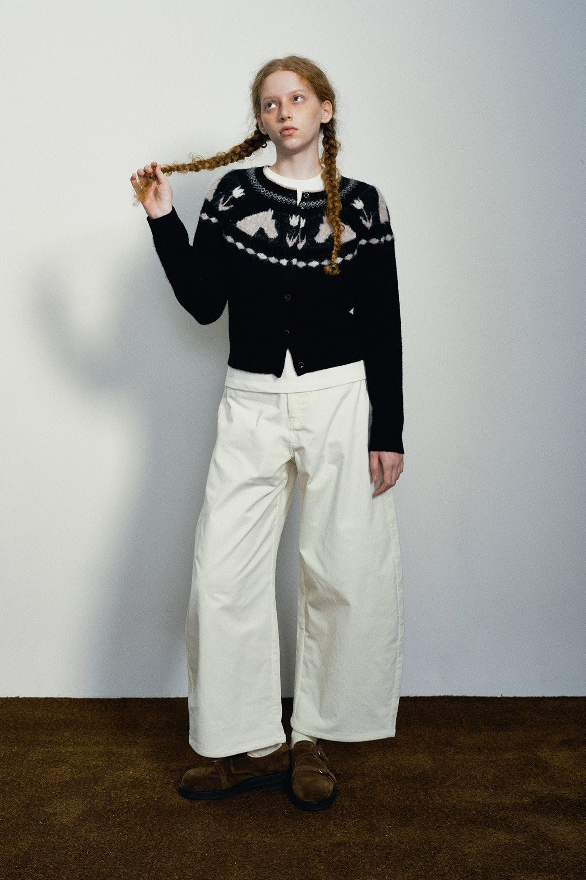 High-waisted corduroy curved-leg casual pants | 3 color