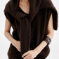 Wool blend long-hair soft V-neck vest | 3 color