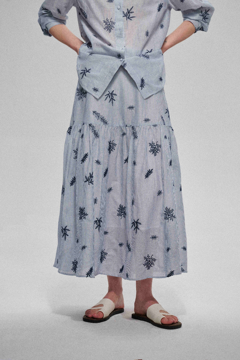 Falda de rayas bordada 100% algodón