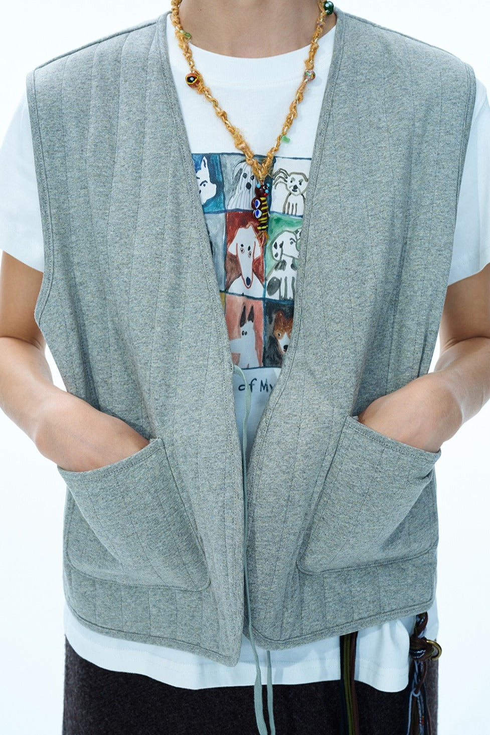Wool blend filling quilted vest | 3 color