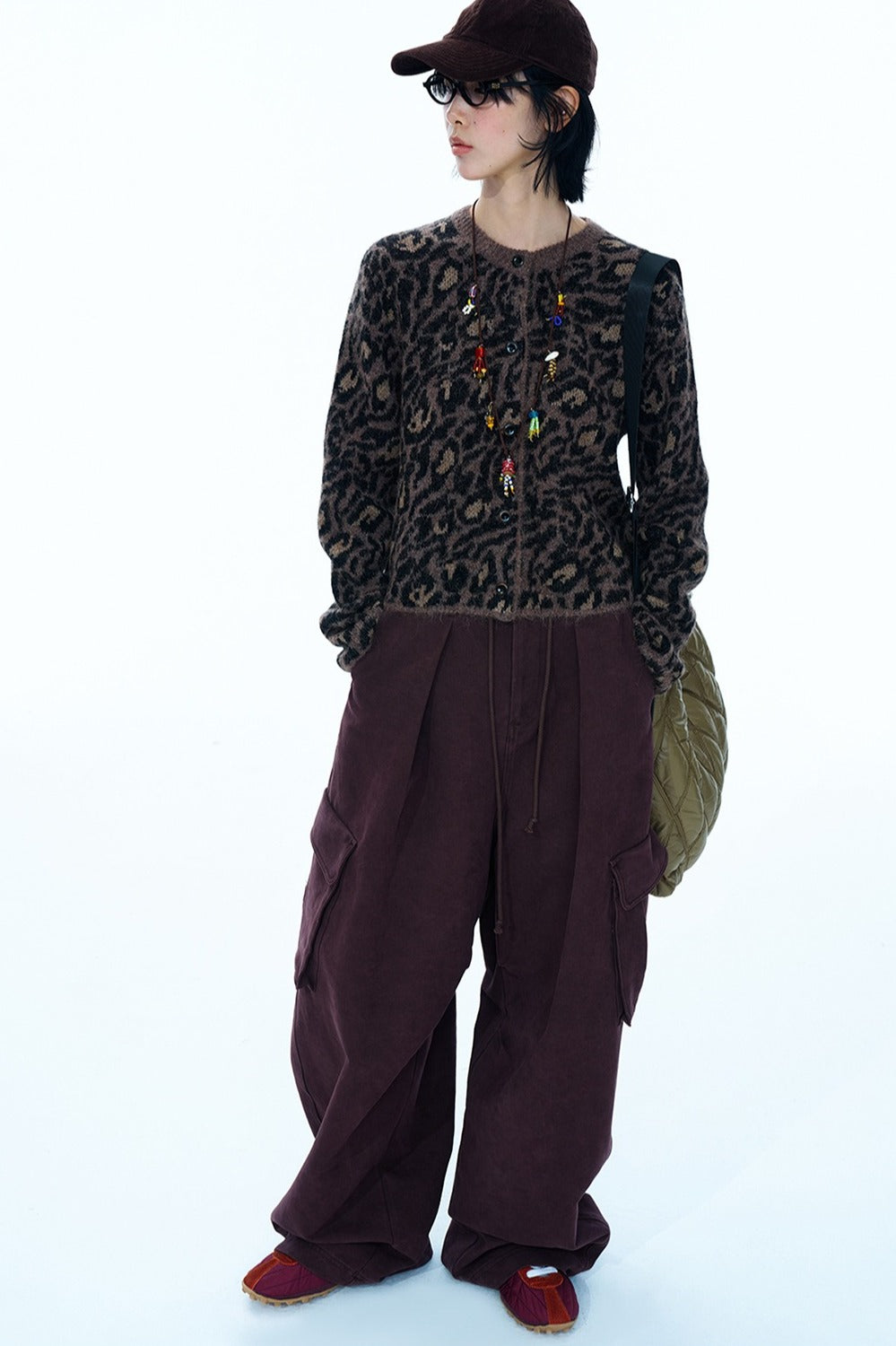 Alpaca blend leopard print cardigan | 2 color