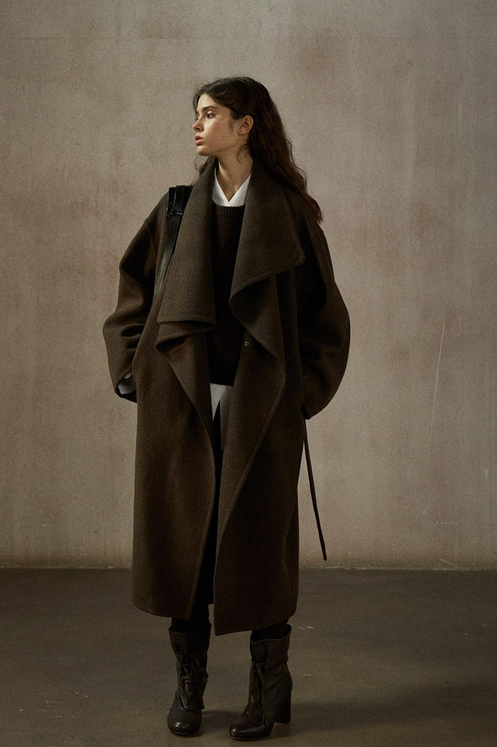 100% wool irregular collar overcoat | 2 color