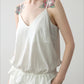 Viscose blend pleated edge sling top | 4 color