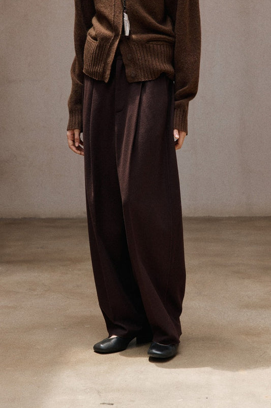 Wool blend wide-leg banana casual pants | 5 color