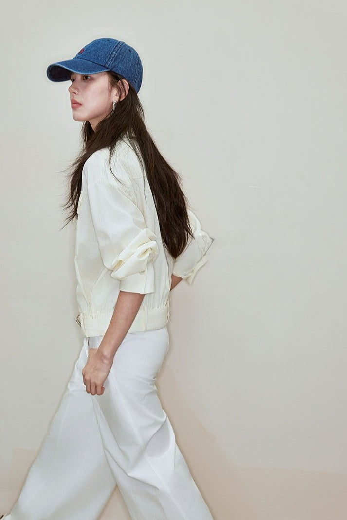 Chaqueta-camisa corta de mezcla de viscosa | 2 colores