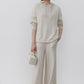 Wool blend straight-leg drape knit pants