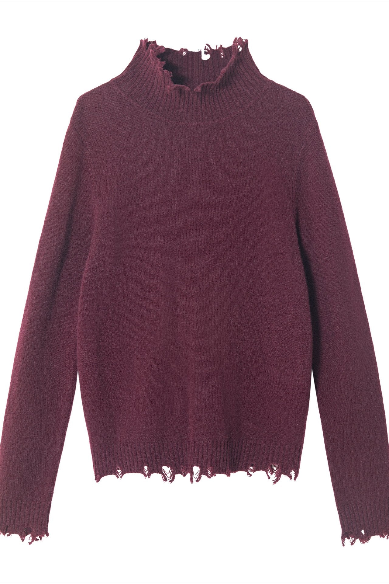 100% sheep wool raw-edge casual vibe sweater | 5 color