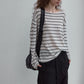 Wool blend lightweight loose-fit striped knitwear | 4 color