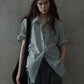 Cotton blend rumpled feel rolled sleeves shirt | 3 color