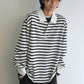 100% cotton loose-fit stripe pattern polo t-shirt | 4 color