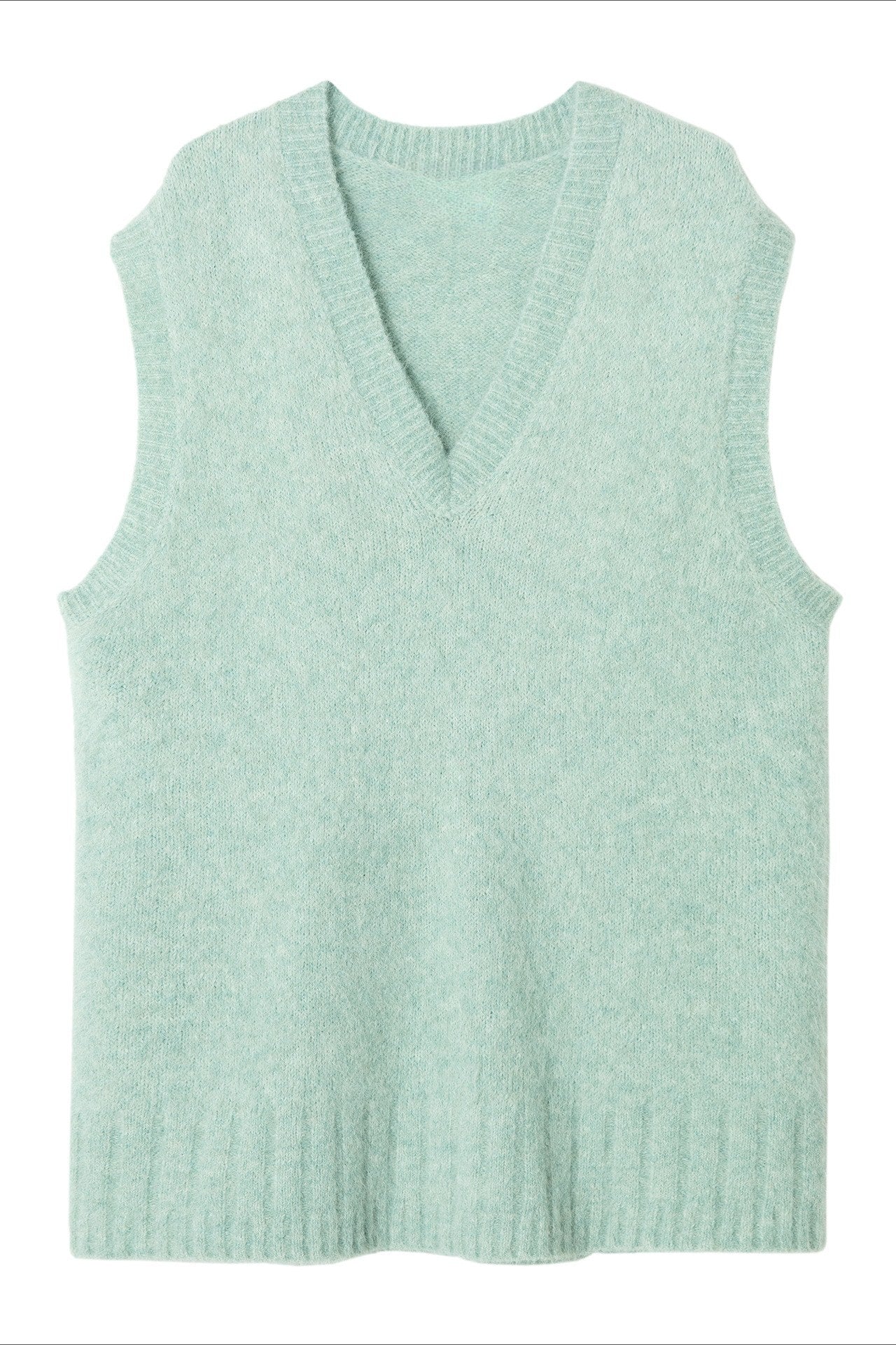 Alpaca riched soft V-neck knit vest | 5 color