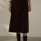 Wool blend mid-length skirt with a belt | 3 color