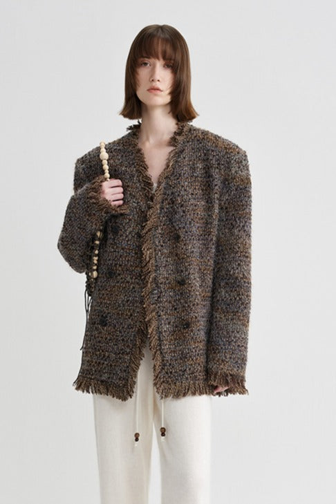 Wool blend retro-style tweed jacket