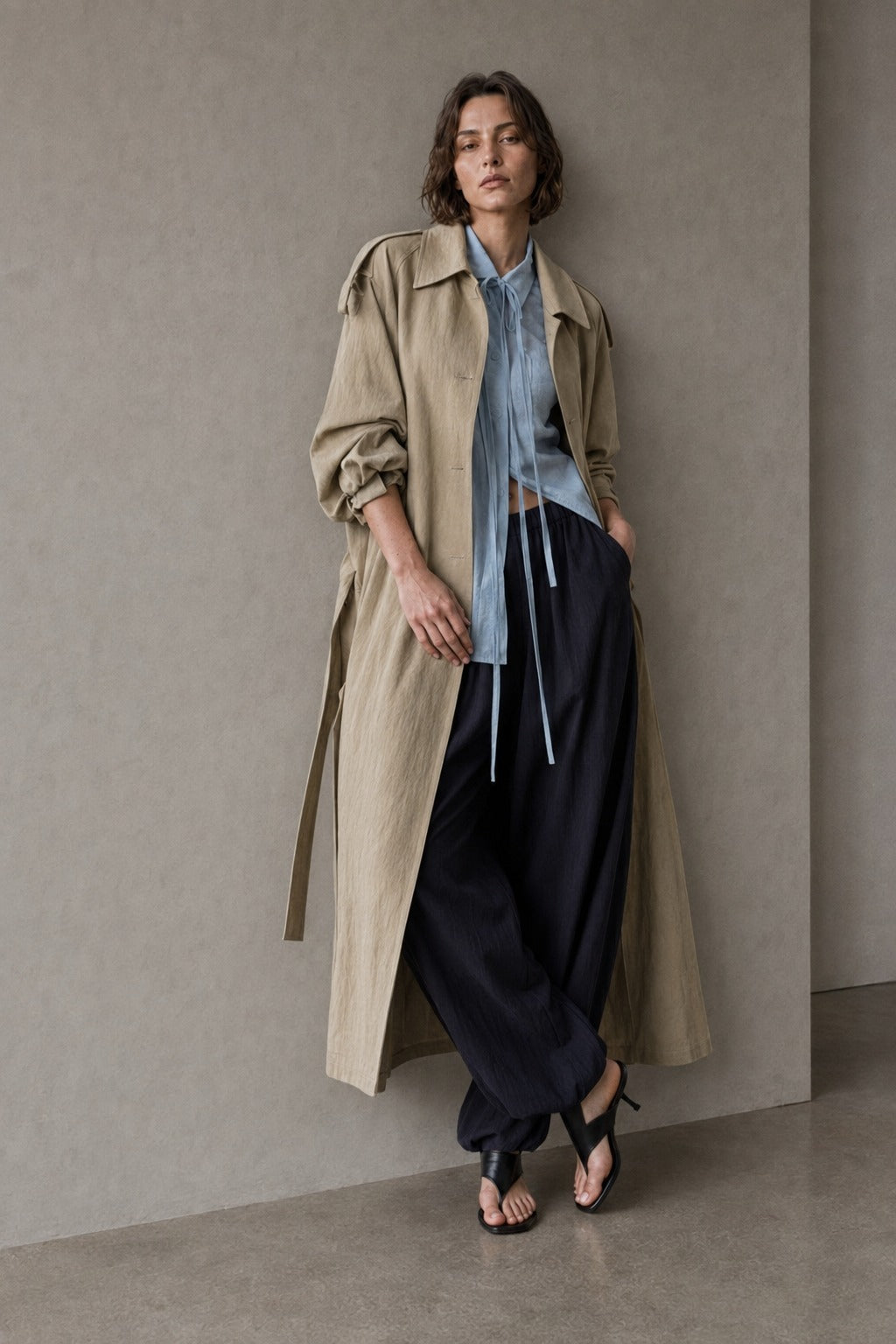 Relax-fit micro-wrinkle trench coat | 3 color