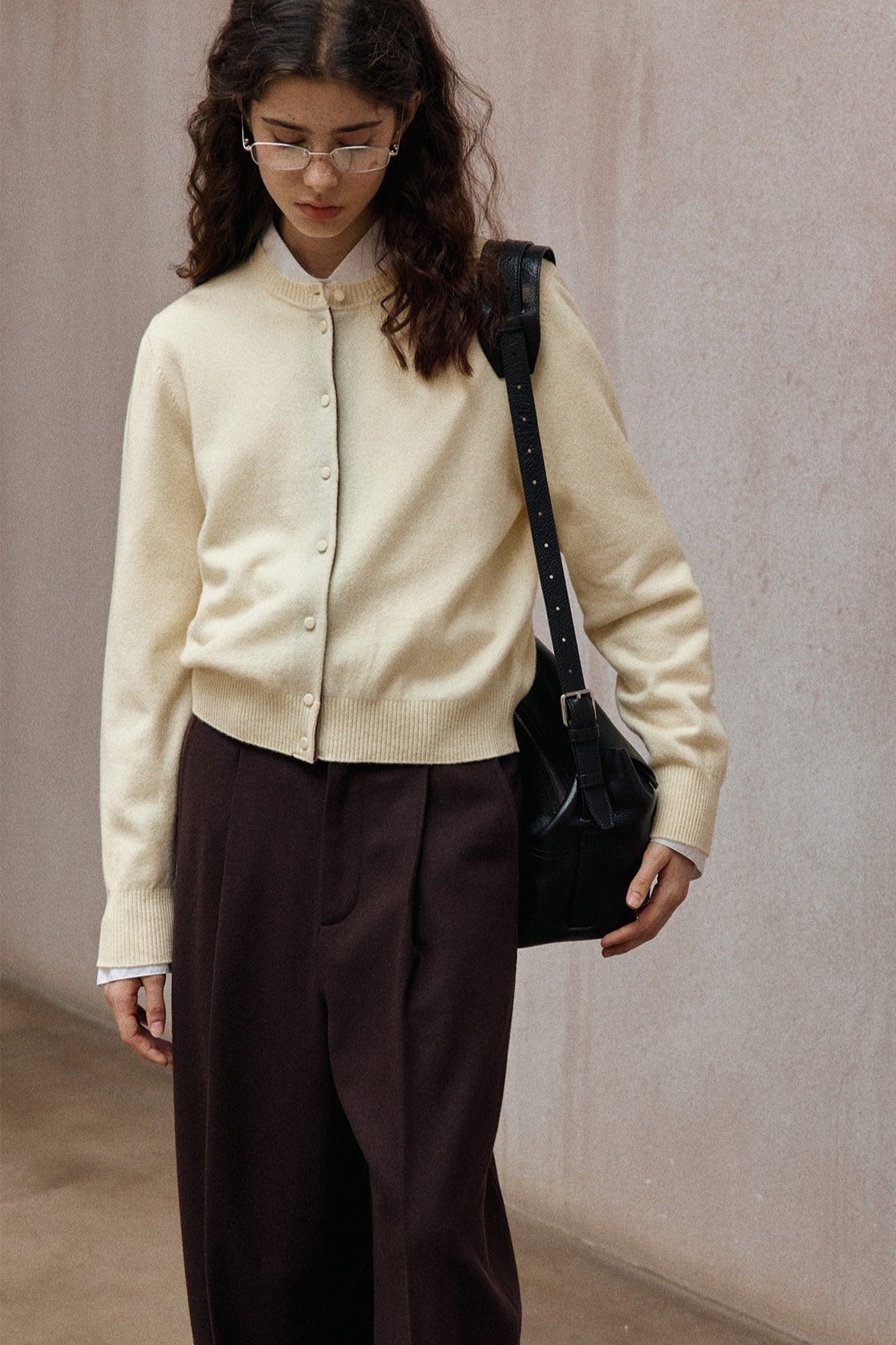 100% wool classic round neck cardigan | 4 color