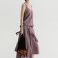 100% lyocell ruffled edge irregular hem soft skirt | 4 color