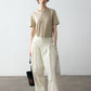 100% cotton paper-like texture wide leg pants | 4 color