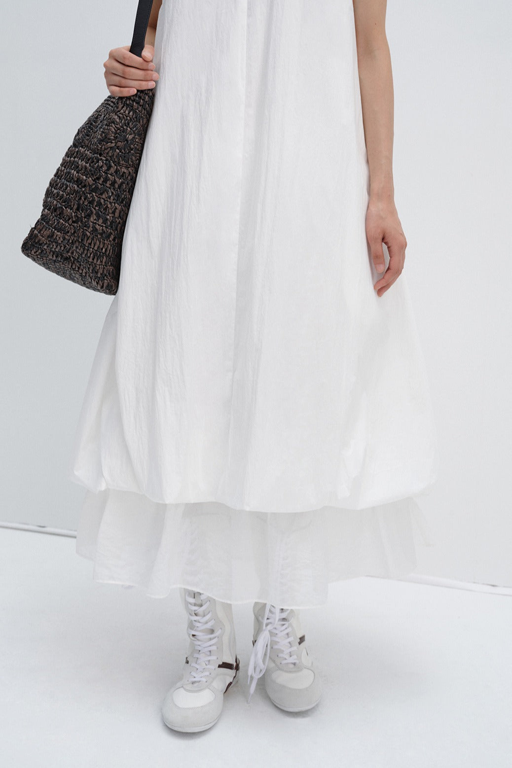 Cotton blend layered effect cloud-like dress | 3 color