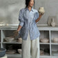 100% cotton silver-color-rose stripes shirt
