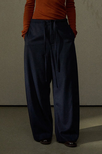 Languid wide-leg scimitar curve pants | 2 color