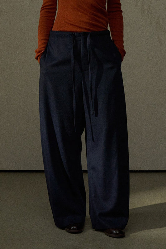 Languid wide-leg scimitar curve pants | 2 color