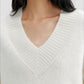 Wool blend soft long hair loose-fit V-neck sweater | 3 color
