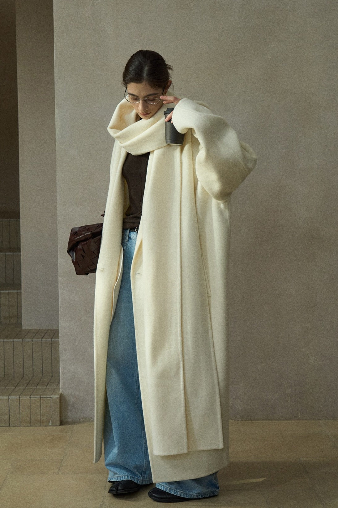 100% wool languid robe style double-faced overcoat | 5 color