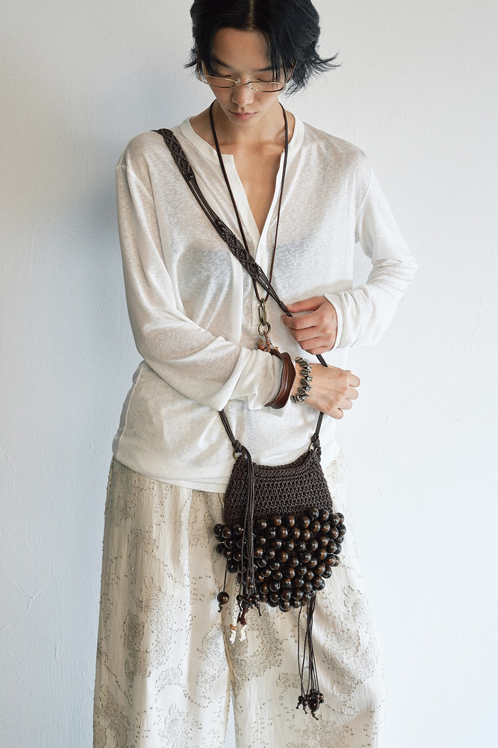 Trendy handwoven beads crossbody small bag | 2 color