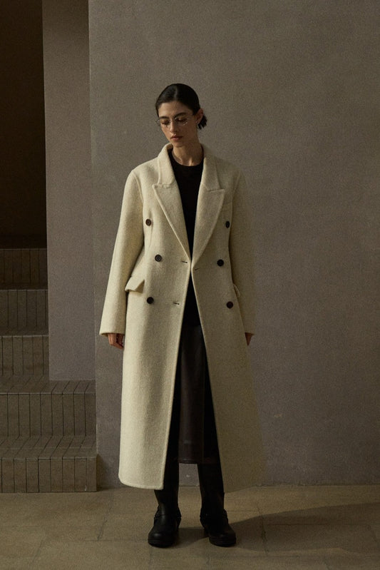 100% wool straight waisted silhouette versatile coat | 4 color