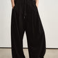 Soft drape elastic drawstring waist casual pants | 4 color