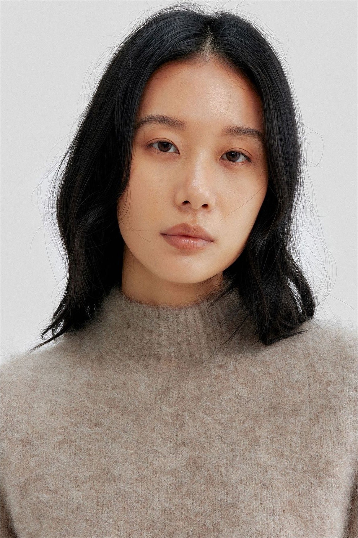 Cashmere-alpaca blend soft puffy short-sleeve sweater