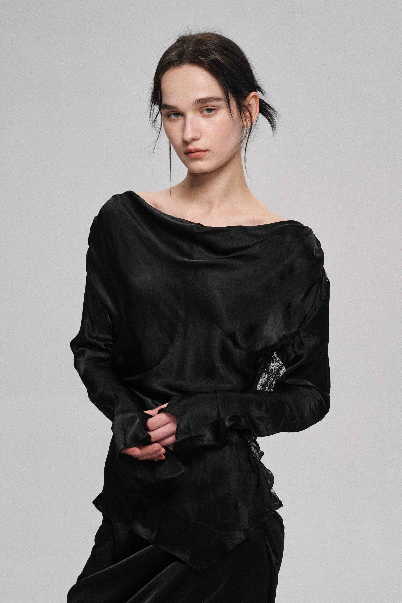 Top elegante con espalda transparente en mezcla de viscosa