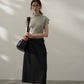 Wool blend mid-length skirt with a belt | 3 color