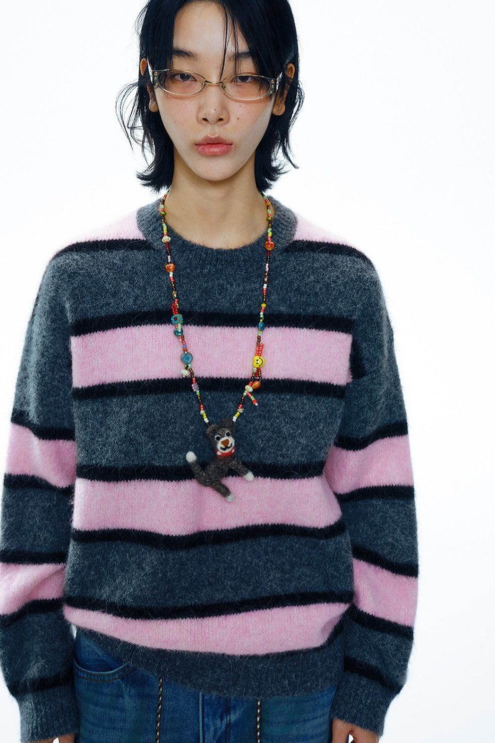 Alpaca blend bold stripe sweater | 4 color