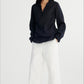 Cotton straight-leg scalloped cutouts hem jeans