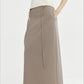Straight fit structured fabric back split skirt | 2 color