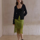Wool containing fine ribbing V-neck cardigan | 3 color