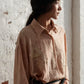 Linen containing loose-fit embroidered floral shirt | 2 color