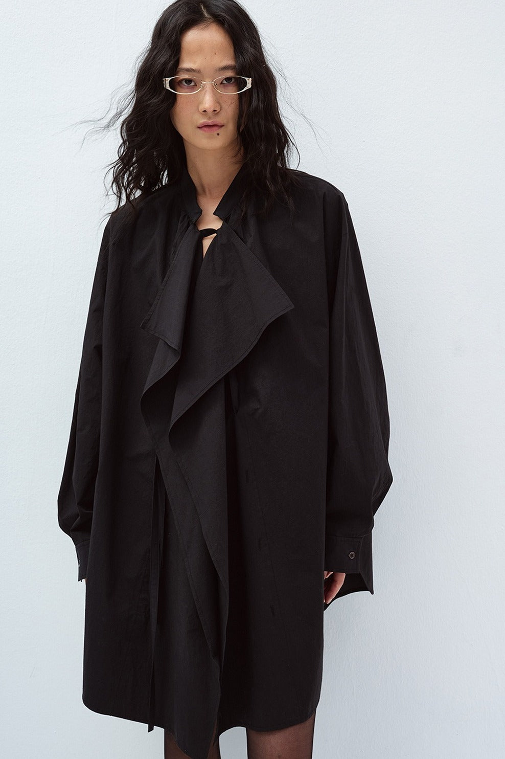 Washed cotton drape panels oversized shirt | 3 color