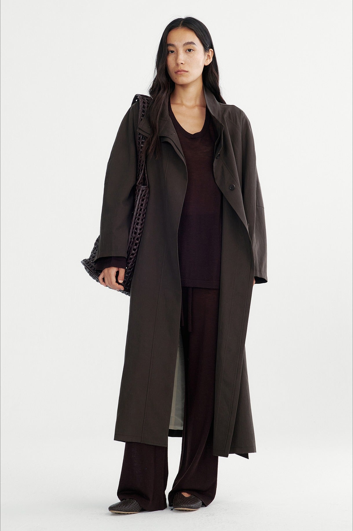 Minimalist style drape trench coat | 2 color