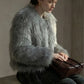 Fluffy raccoon fur double-sided woven jacket | 5 color