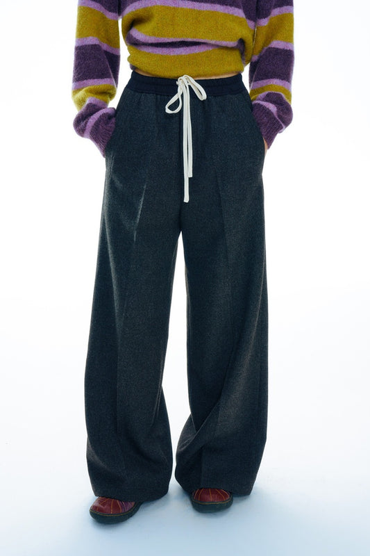 Fluid wide leg relaxed fit draw-cord waist pants | 2 color