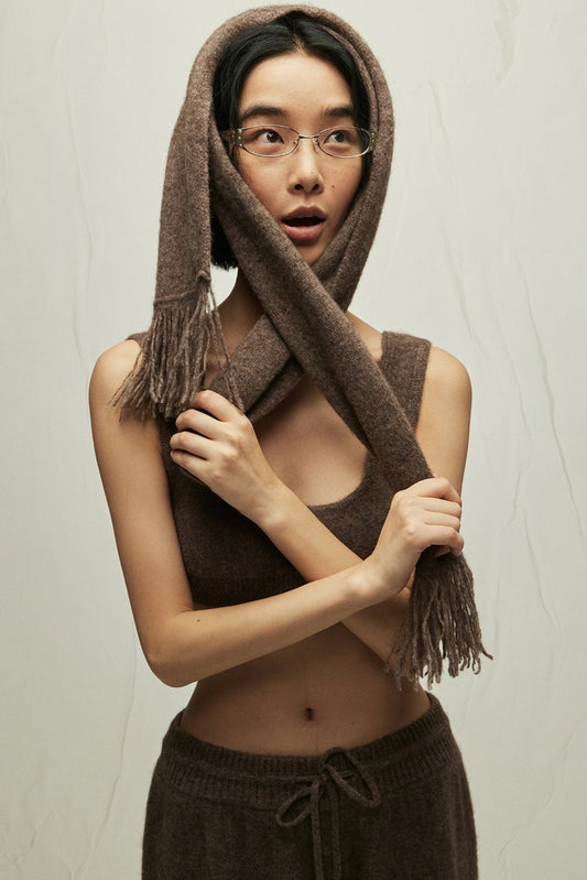 Wool blend yak down soft fringe scarf | 2 color