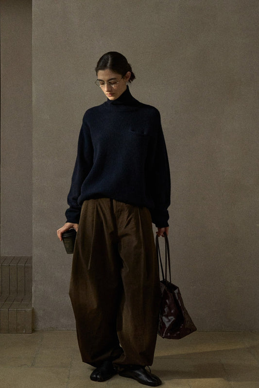 Pantalon décontracté à jambes larges en mélange de coton mat | 3 couleurs