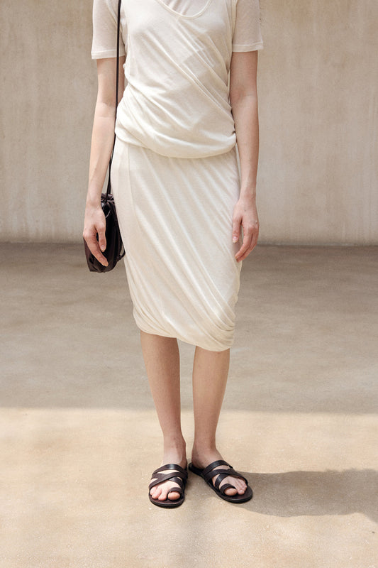 Wool blend twisted layered effect soft skirt | 2 color