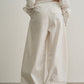 100 cotton simple waist wide leg pants | 5 color